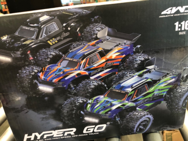 Photo 3 of HYPER GO H16DR 1:16 Scale Ready to Run 4X4 Fast Remote Control Car, High Speed Jump RC Monster Truck, Off Road RC Cars, 4WD All Terrain RTR RC Truck with 2 LiPo Batteries for Boys and Adults