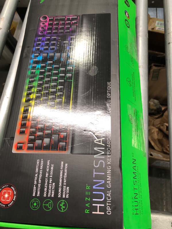 Photo 3 of Razer Huntsman V2 Optical Gaming Keyboard: Fastest Linear Optical Switches Gen-2 w/Sound Dampeners & 8000Hz Polling Rate - Doubleshot PBT Keycaps - Dedicated Media Keys & Dial - Ergonomic Wrist Rest Classic Black Keyboard Huntsman V2 Linear Optical Switch