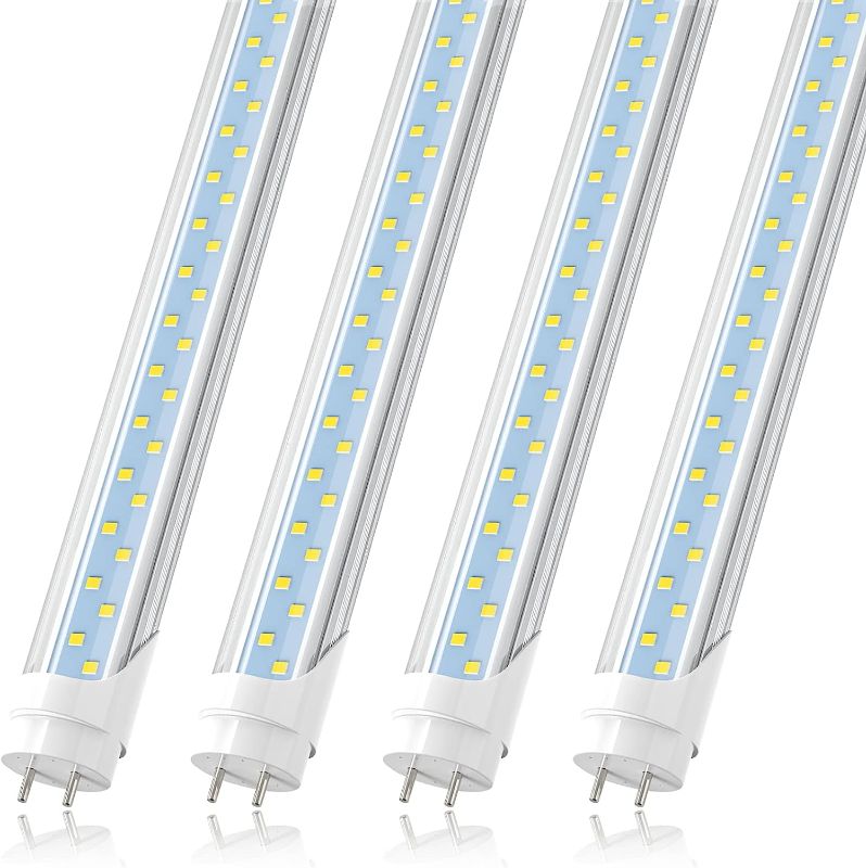 Photo 1 of JESLED T8 T12 4FT LED Type B Light Bulbs, 24W 3000LM 5000K Daylight White, 4 Foot Flourescent Tube Replacement, ETL Listed, Remove Ballast, Double Row, Dual-end Powered, Clear, Warehouse Lights 4Pack
