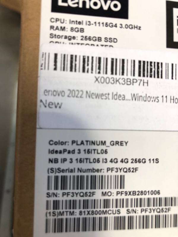 Photo 5 of Lenovo - Ideapad 3i 15.6" HD Touch Laptop - Core i3-1115G4 - 8GB Memory - 256GB SSD - Platinum Grey 81X800MCUS