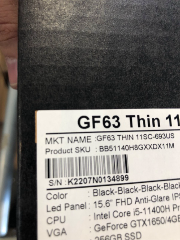 Photo 6 of --- IS LOCK ---MSI GF63 Thin 11SC-693 15.6" Gaming Laptop, Intel Core i5-11400H, NVIDIA GeForce GTX 1650, 8GB Memory, 256GB NVMe SSD, Windows 11
