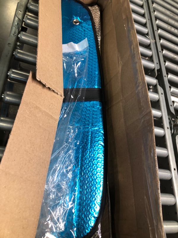 Photo 1 of Car Windshield Sunshade-Thicken 5-Layer Bubble Block Heat and Sun UV Rays,Front Windshield Sun Shade,Sun Visor for Car- Keeps Your Vehicle Cool - 58 x 27.5 Inch (Blue)