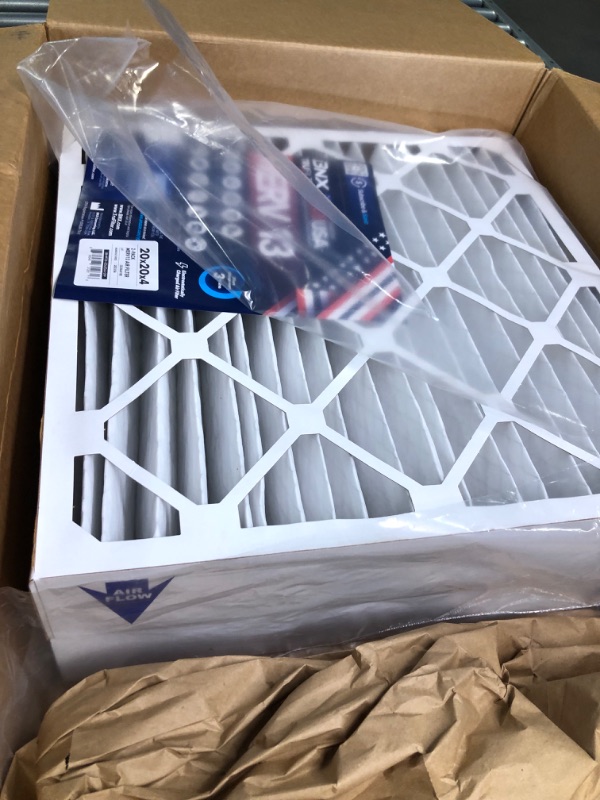 Photo 3 of BNX TruFilter 20x20x4 (19 1/2’’ x 19 1/2’’ x 3 5/8‘’) MERV 13 Air Filter (SlimFit) (2-Pack) - MADE IN USA - Electrostatic Pleated Air Conditioner HVAC AC Furnace Filters for Health, Allergies, Pollen, Mold, Bacteria, Smoke, Allergen, MPR 1900 FPR 10 20x20