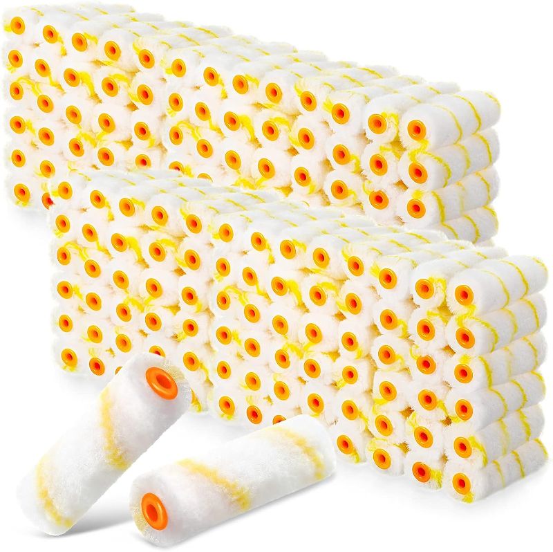 Photo 1 of 500 Pcs 4 Inch Paint Roller Mini Paint Roller Covers 1/2" Nap Microfiber Roller Covers Bulk, Small Paint Roller Home Repair Tools House Painting...
