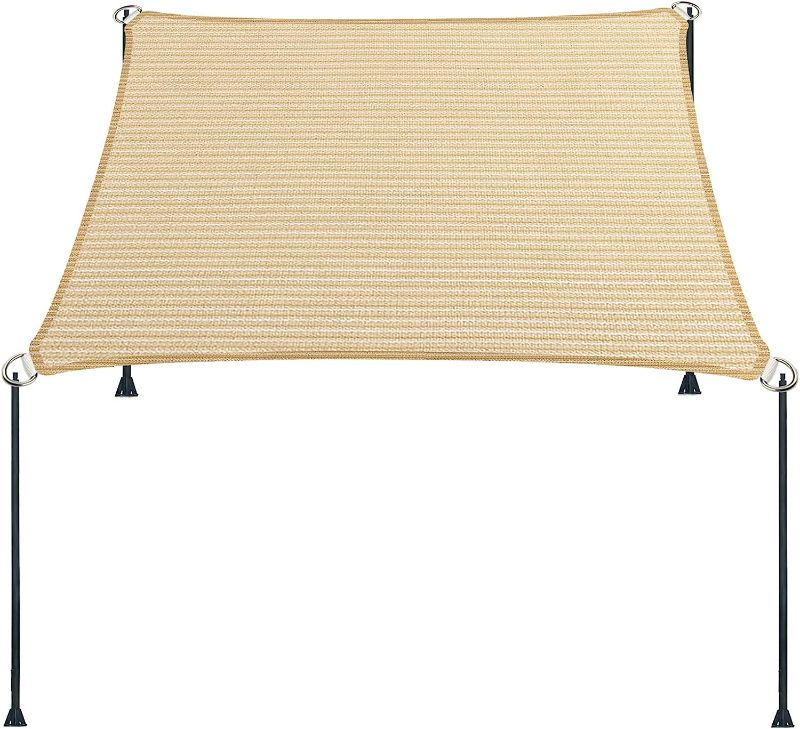 Photo 1 of 5' x 8' Beige Straight Edge Sun Shade Sail, Rectangle Awning Outdoor Shade Cloth Pergola Cover UV Block Fabric- Customized
