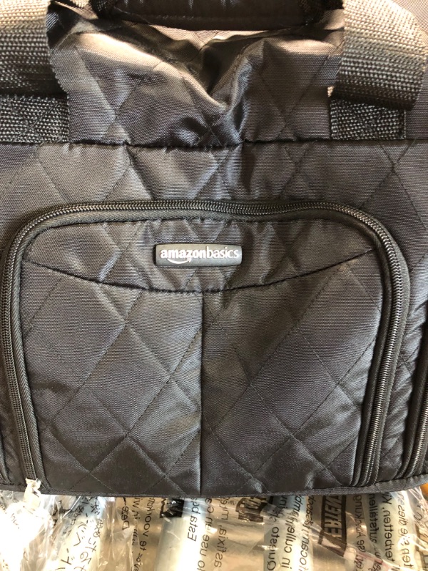 Photo 2 of Amazon Basics Underseat Carry-On Rolling Travel Luggage Bag, 14 Inches, Black Quilted Black Quilted Luggage Bag