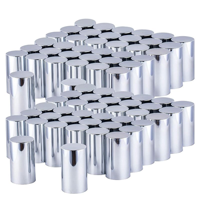 Photo 1 of 60 Pack Nut Cover, ABS Chrome Plastic 33 mm by 3-1/2" Cylinder Nut Cover - Thread-On fit Hub Piloted Wheels, Complete Axle Cover Kits, Lug Nut Covers...
