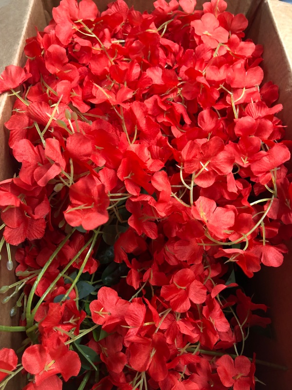 Photo 3 of 10PCS 3.2 Feet Artificial Flower Wisteria Vine Ratta Hanging Wedding Decor Garlands(Red)
