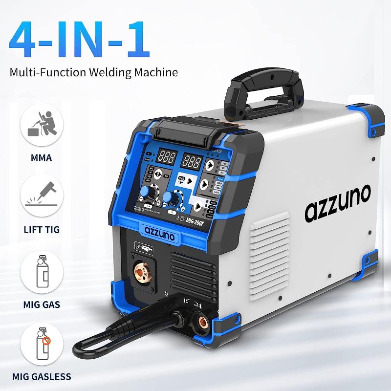 Photo 1 of AZZUNO 200A MIG Welder,110V/220V Dual Voltage multiprocess welder,Gas Gasless MIG Welding Machine,4 in 1 Flux MIG/Solid Wire/Lift TIG/Stick ARC Welder (Grey)
--- Open Box --- 