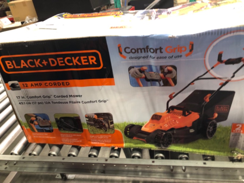 Photo 2 of BLACK+DECKER Electric Lawn Mower, 12-Amp, 17-Inch (BEMW482BH) Bike Handle