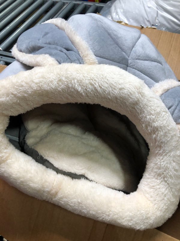 Photo 2 of Beds for Indoor Cats - Small Dog Bed with Anti-Slip Bottom, Rabbit-Shaped Cat/Dog Cave with Hanging Toy, Puppy Bed with Removable Cotton Pad, Super Soft...
