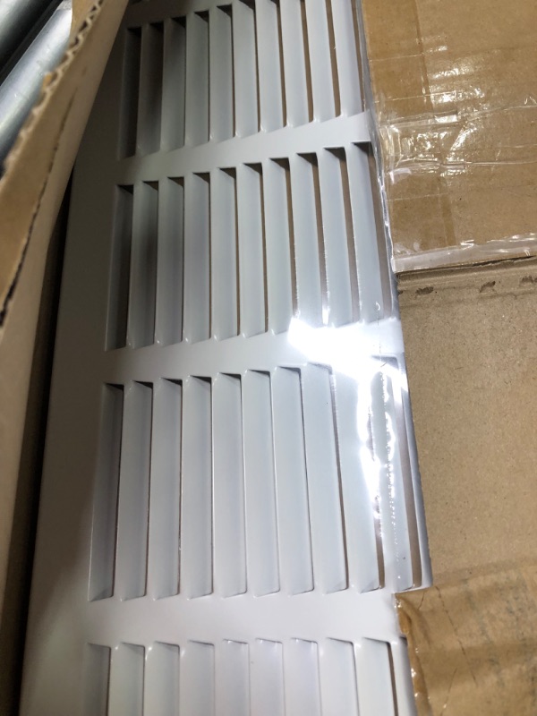 Photo 3 of 32"W x 10"H [Duct Opening Measurements] Steel Return Air Grille (HD Series) Vent Cover Grill for Sidewall and Ceiling, White | Outer Dimensions: 33.75"W X 11.75"H for 32x10 Duct Opening Duct Opening Size: 32"x10"