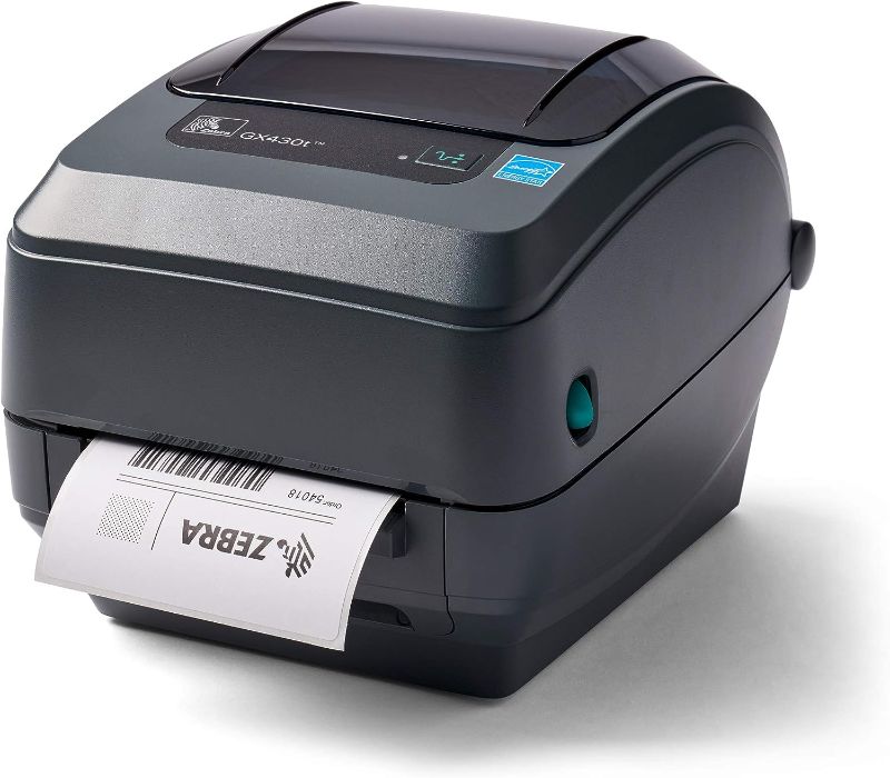 Photo 1 of ZEBRA GX430t Thermal Transfer Desktop Printer Print Width of 4 in USB Serial and Parallel Port Connectivity GX43-102510-000