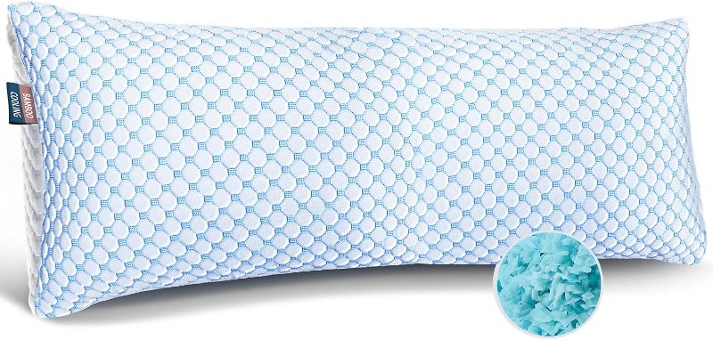 Photo 1 of  Cooling Body Pillow - Shredded Memory Foam Pillows, Body Pillows for Adults, Gel Infused Cooling Pillow, Adjustable Body Pillows for Sleeping,...
