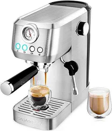 Photo 1 of CASABREWS Espresso Machine 20 Bar, Compact Espresso Maker With Milk Frother Steam Wand, Professional Cappuccino Machine With 49 oz Removable Water Tank for Lattes, Macchiatos, Gift for Dad Mom Wife
