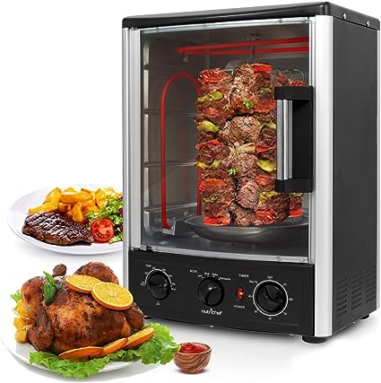 Photo 1 of *****some pieces are missing**** Versatile Vertical Countertop Oven with Rotisserie, Bake, Broil, & Kebab Rack Functions, Adjustable Settings, 2 Shelves, 1500W - Thanksgiving Turkey - Includes Grill, Kebab skewer racks & bake pan
