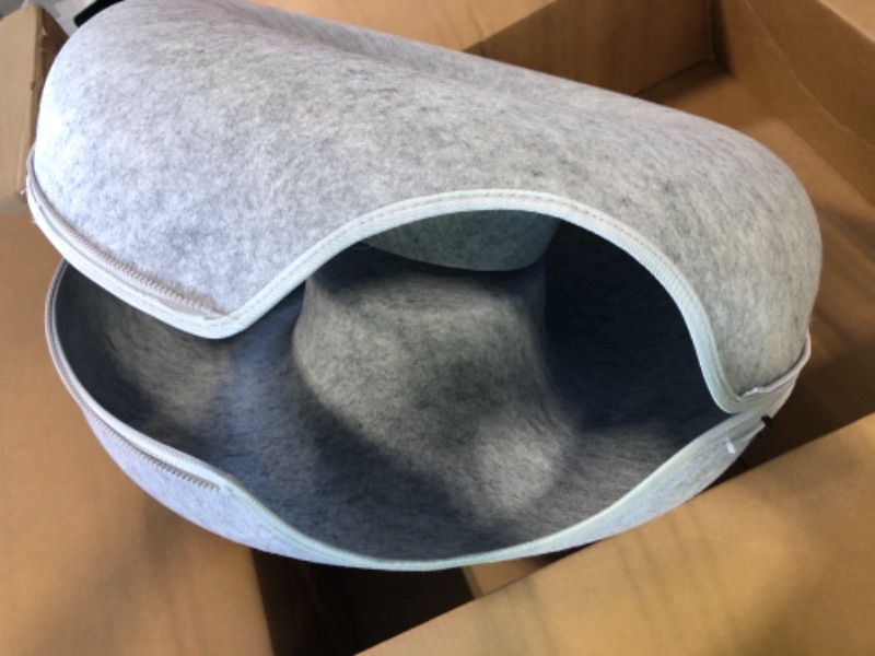 Photo 3 of Cat Tunnel Bed, Four Seasons Available Cat Nest, Detachable Round Felt Cat Tube Play Toy with Peek Hole, Washable Interior Cat Play Tunnel for About 9 lbs Small Pets Rabbits, Kittens, Puppy
