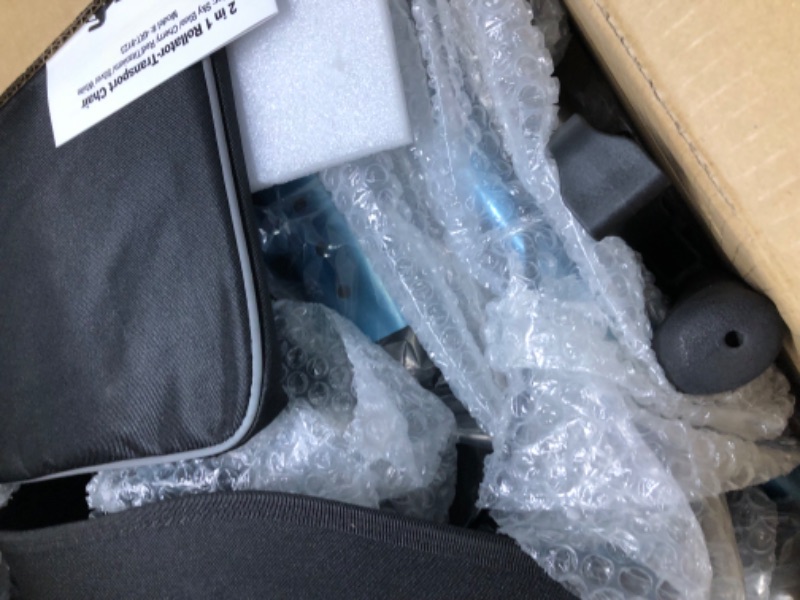 Photo 1 of Health Line Massage Products 2 in 1 Rollator-Transport Chair w/Paded Seatrest, Reversible Backrest and Detachable Footrests, Sky Blue