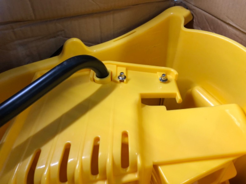 Photo 3 of Amazon Basics Side Press Wringer Combo Commercial Mop Bucket on Wheels, 35 Quart, Yellow