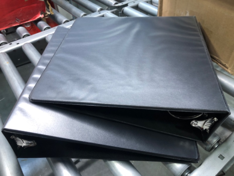 Photo 1 of 1InTheOffice 3 Ring Binder 2 Inch 8.5x11 , D-Ring Binder with Label Holder, 2" Capacity, Black, 2 Pack
