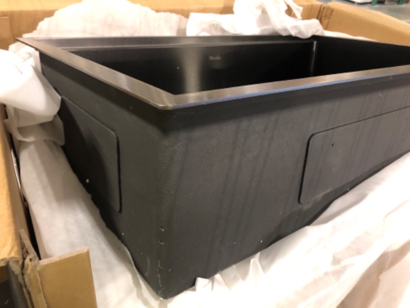 Photo 5 of 32 Inch Stainless Steel Undermount Workstation Kitchen Sink - Mocoloo Gunmetal Black Sink Single Bowl Sink 16 Gauge R10 Corner 10 Inch Deep Under Counter Kitchen Sink 32'' x 19'' Workstation Gunmetal Black