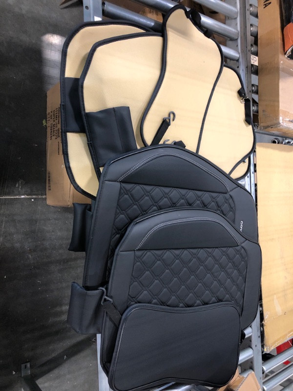 Photo 1 of Coverado Front Seat Covers, Waterproof Leatheratte Car Seat Protector 2 Pieces, Protective Seat Cushions Universal Fit Most Vehicles, Sedans, SUVs, Trucks and Vans, Pleated Patern 01