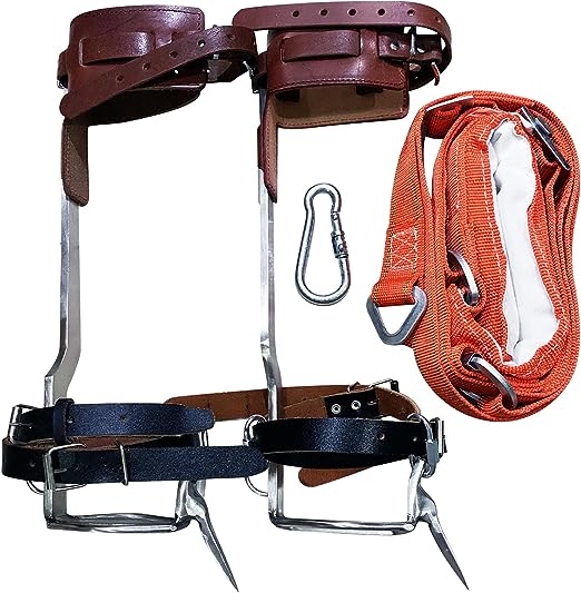 Photo 1 of YKPPKY Tree Climbing Spikes - Tree Climbing Gear Stainless-Steel Climbing Spikes Tree Spikes for Climbing Tree Climbing Gaffs Suitable for High Altitude Logging Fruit Picking Hunting