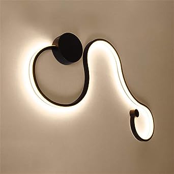 Photo 1 of BAYCHEER Modern Minimalist Aluminum Curl Wall Light Led 30.31" Long Curved Sirius Led Wall Sconce for Living Room Bedroom Gallery in Black, Cool Light