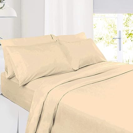 Photo 1 of ADDY HOME FASHIONS 100% Egyptian Cotton 4 Piece Sheet Set by 1Sleep2Sheep 530 Thread-Count Twin Size with 15" inch Deep Pocket, Solid Ivory
