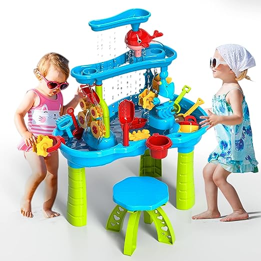 Photo 1 of Lucky Doug Kids Sand Water Table for Toddlers, 3-Tier and Play Toys Toddlers Kids, Beach Activity Sensory Outdoor Toddler Boys Girls Age 3 Above
