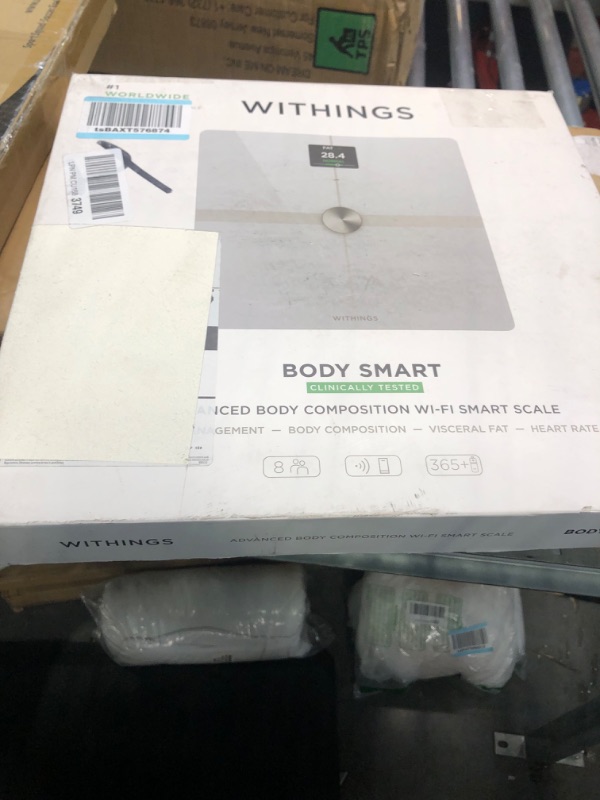 Photo 2 of WITHINGS Body Smart - Accurate Scale for Body Weight and Fat Percentage, Body Composition Wi-Fi and Bluetooth Weight Scale, Baby Weight Scale, Smart Scale Apple Compatible, Bathroom Scale,FSA/HSA Body Smart White