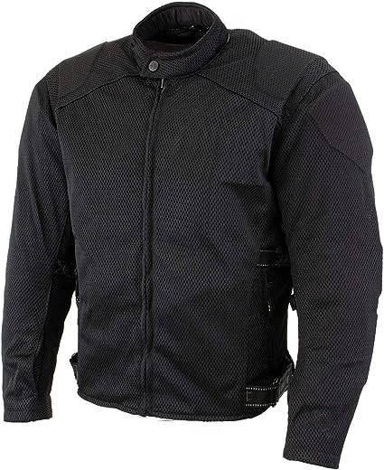 Photo 1 of Xelement CF2157 Men's 'Caliber' Black Mesh Motorcycle Jacket with X-Armor Protection - 2X-Large
