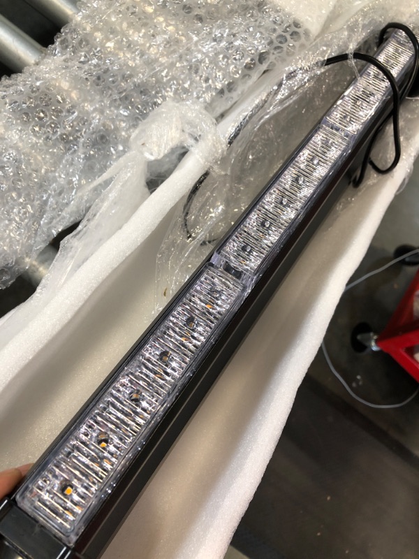 Photo 3 of 38.5" 78 LED Emergency Strobe Light Bar Double Side Flashing High Intensity Emergency Hazard Warning Flash Strobe Light with Magnetic Base for Safety Construction Vehicles Tow Trucks Pickup Snow Plows