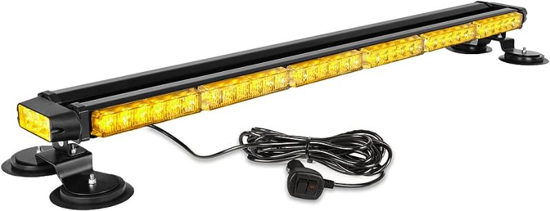 Photo 1 of 38.5" 78 LED Emergency Strobe Light Bar Double Side Flashing High Intensity Emergency Hazard Warning Flash Strobe Light with Magnetic Base for Safety Construction Vehicles Tow Trucks Pickup Snow Plows