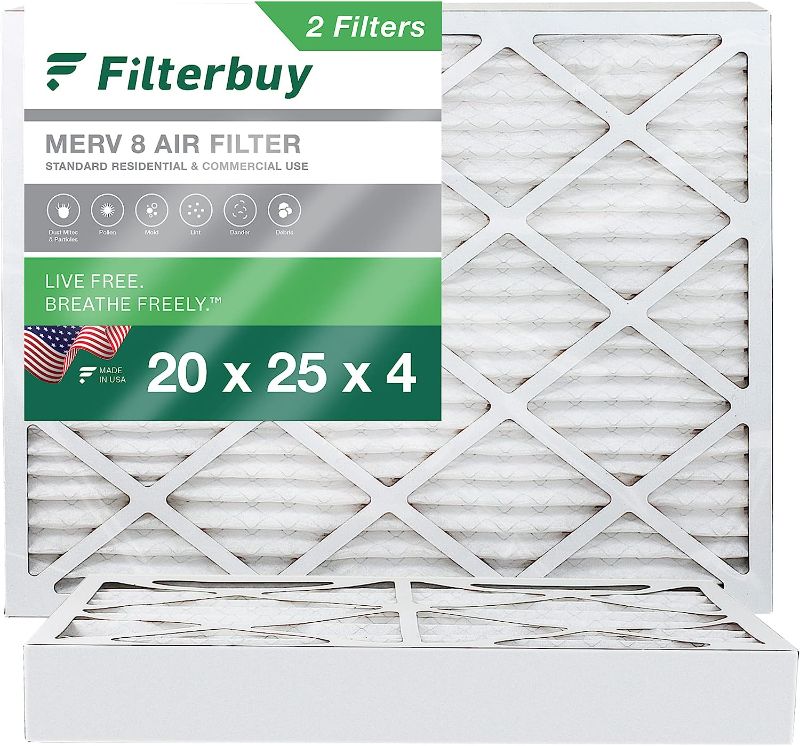 Photo 1 of 20x25x4 Air Filter MERV 8 Dust Defense (2-Pack), Pleated HVAC AC Furnace Air Filters Replacement (Actual Size: 19.38 x 24.38 x 3.63 Inches)
