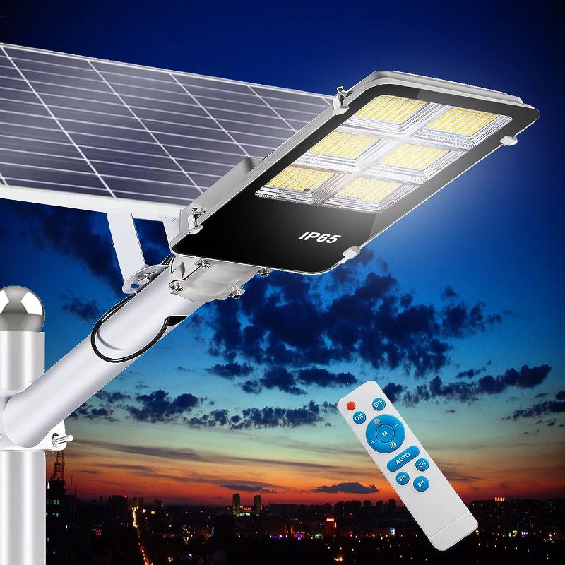 Photo 1 of 500W Solar Street Light Outdoor, 50,000 LM Highly Brightness Led Lamp with Remote Control, Waterproof Outdoor Light for Street,Garden,Yard,Basketball Court
