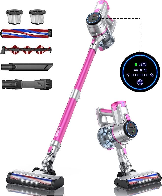 Photo 1 of BuTure Cordless Vacuum Cleaner 400W 33Kpa Stick Vacuum, Vaccumm-Cordless Carpet and Hard Floor Wireless Vacuum with Touch Screen Detachable Battery 55 Min Runtime for Pet Hair Home Household
