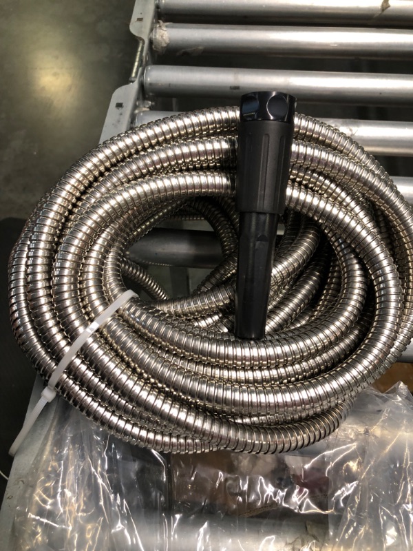 Photo 3 of 100ft Garden Hose Made by Metal with Super Tough and Soft Water Hose, Household Stainless Steel Hose, Durable Metal Hose with Adjustable Nozzle, No Kinks and Tangles, Easy to Store with Storage Strap
