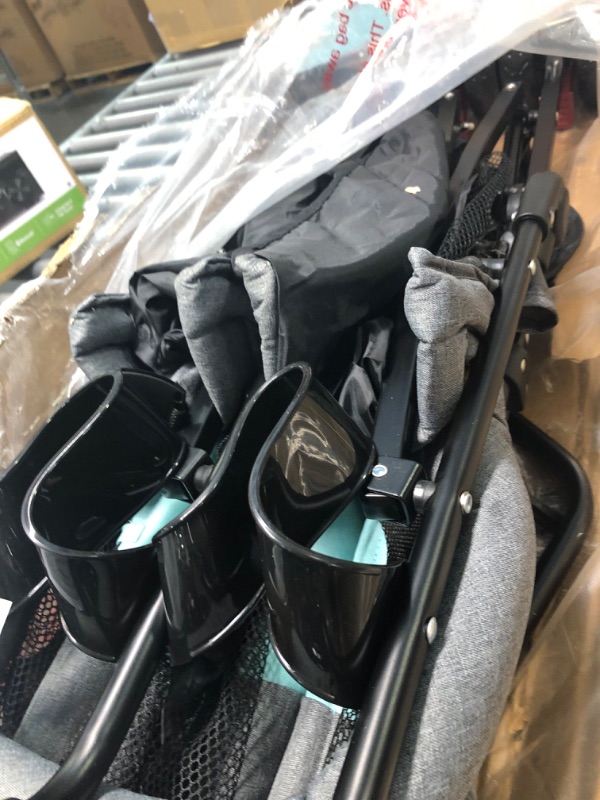Photo 1 of Dream On Me Volgo Twin Umbrella Stroller in Mint and Dark Grey