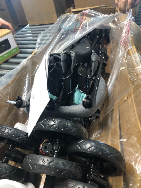 Photo 1 of Dream On Me Volgo Twin Umbrella Stroller in Mint and Dark Grey