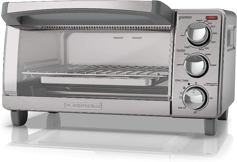 Photo 1 of BLACK+DECKER 4-Slice Toaster Oven with Natural Convection, Stainless Steel, TO1760SS
