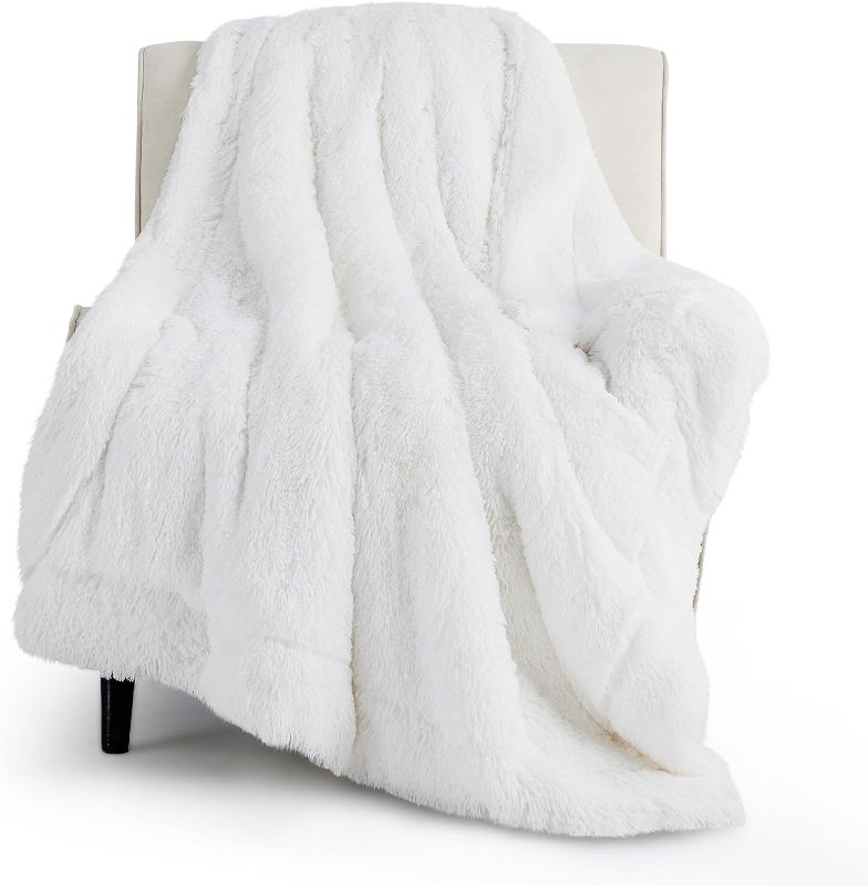 Photo 1 of Bedsure Soft Fuzzy Faux Fur Sherpa Fleece Throw Blanket White Twin - Warm Thick Fluffy Plush Cozy Reversible Shaggy Blanket for Sofa and Bed -Comfy Furry Blanket, 60x80 inches 60x80 White