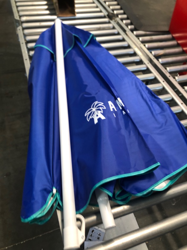 Photo 3 of AMMSUN 6.5 Foot Heavy Duty HIGH Wind Beach Umbrella with tilt Sun Shelter, UV 50+ Protection Outdoor Sunshade Umbrella with Carry Bag for Patio Garden Beach Pool Backyard (Navy)