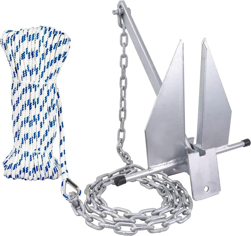 Photo 1 of Young Marine Portable Galvanized Fluke Style Anchor Kit Includes Galvanized Fluke Anchor, Rope, Shackles, Chain 8LB 10LB
