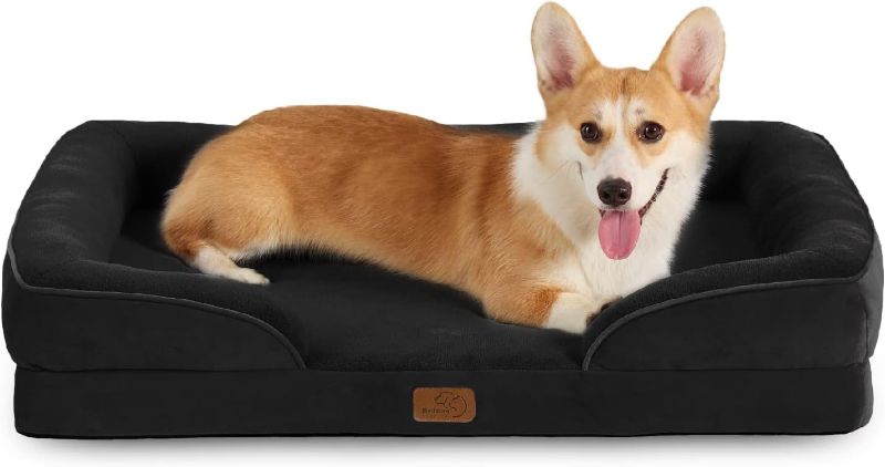 Photo 1 of Bedsure Large Orthopedic Dog Bed for Large Dogs - Big Waterproof Dog Bed Large, Foam Sofa with Removable Washable Cover, Waterproof Lining and Nonskid Bottom Couch, Pet Bed, Black
