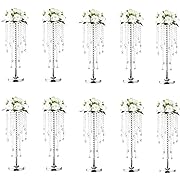 Photo 1 of 10 Pcs 21.65 inches Crystal Flower Stand Wedding Centerpieces for Tables, Tabletop Silver Metal Flower A…