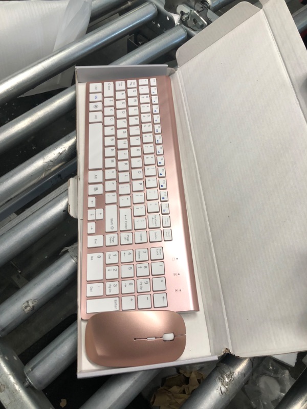 Photo 1 of Wireless Keyboard and Mouse Combo, Haricset Full-Sized Ultra-Compact 2.4G Stable Connection Keyboard with Number Keypad and Adjustable DPI Mouse for Windows, Mac OS Office Computer (Rose Gold)