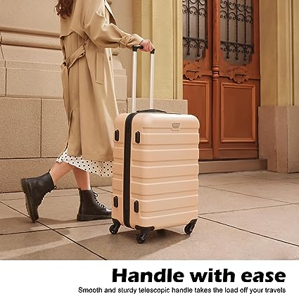 Photo 1 of Coolife Luggage Suitcase Spinner Hardshell Lightweight TSA Lock apricot black 24" 1 only