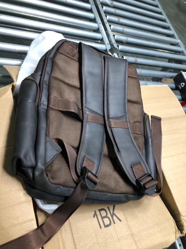 Photo 1 of TIDING Full Grain Leather 17.3 Inch Laptop Backpack for Men Large Capacity Travel Weekender Camping Daypack Rucksack