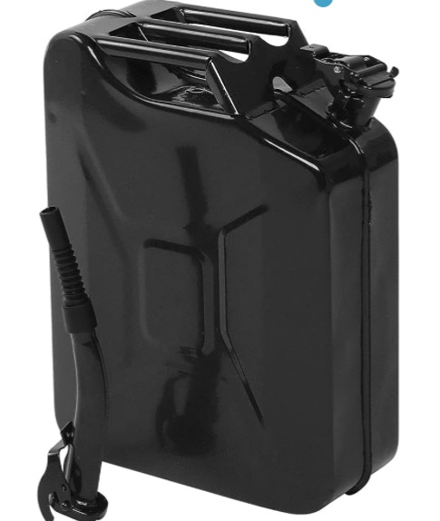 Photo 1 of 0L 5 Gallon Metal Gas Can Black with Fuel Can and Spout System, US Standard Cold-Rolled Plate Petrol Diesel Can - Gasoline Bucket (17.91" x 13.78" x 6.5")